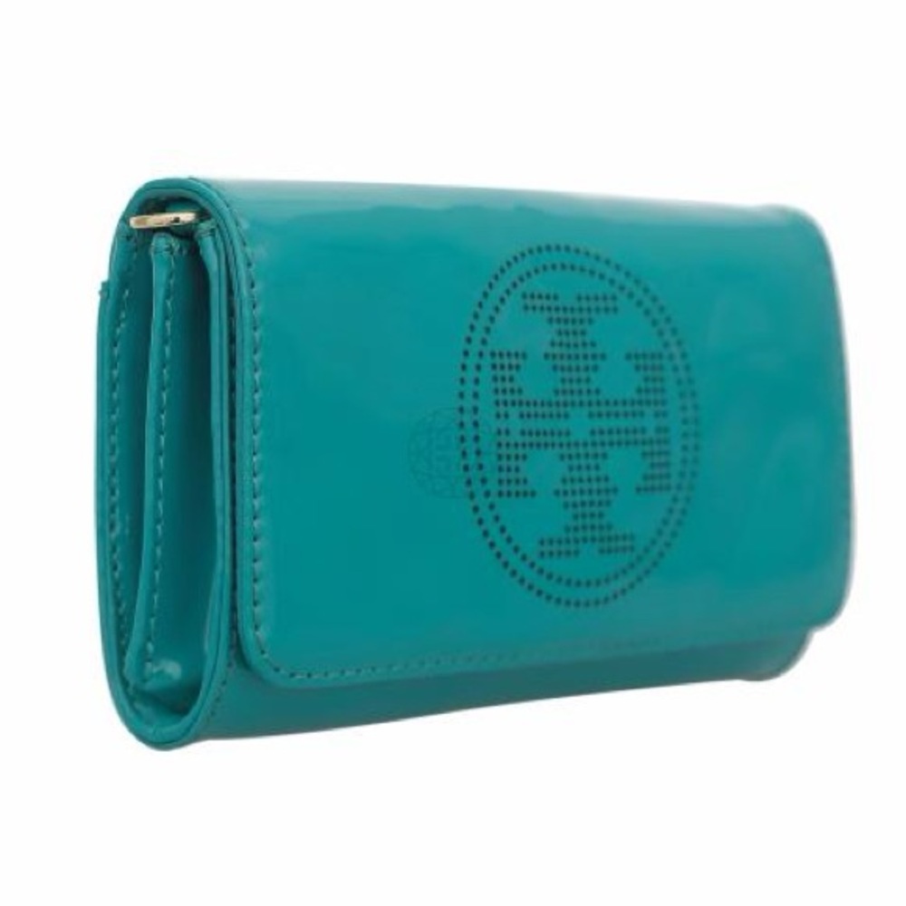 Tory Burch Perforated Logo bag In Teal